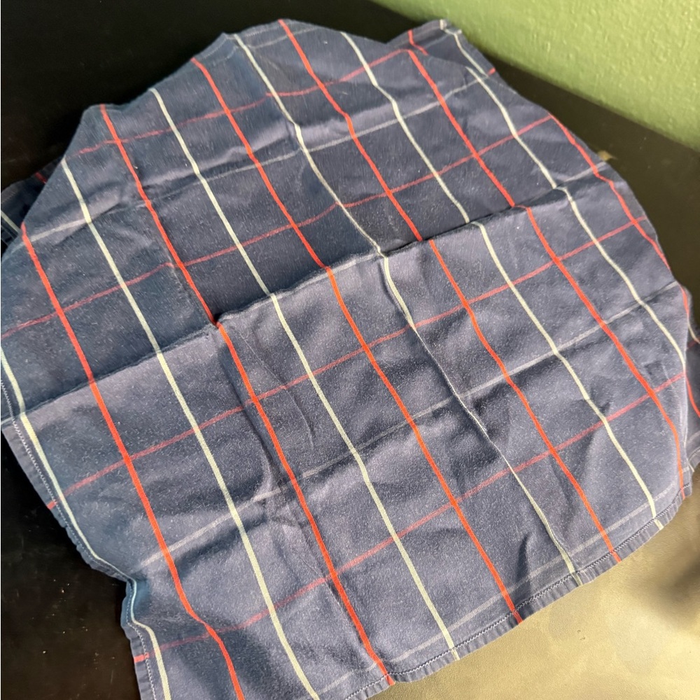 Burberry Vintage Handkerchief Plaid Navy Red White Scarf - Picture 5 of 6